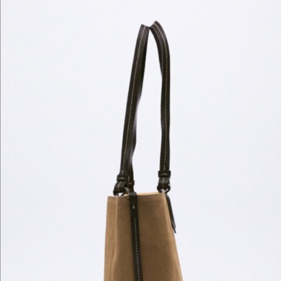 Zara NWT Reversible Split Leather Tote bag - Picture 7 of 11